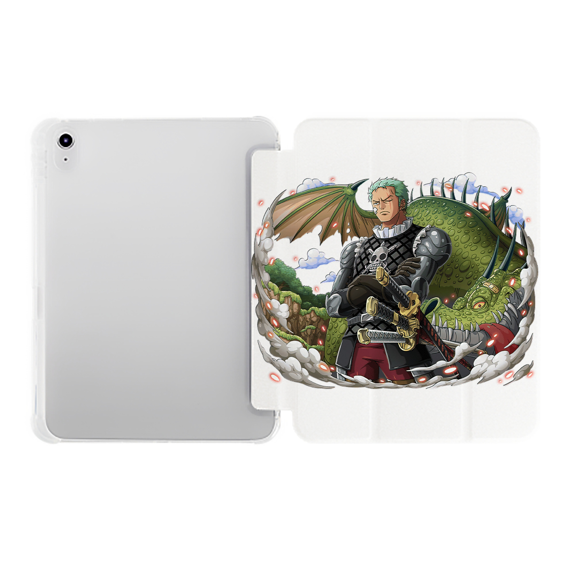 （画像用） ワンピース ロロノア・ゾロ ONE PIECE Roronoa Zoro IPad ケース ペン収納付き 三つ折りスタンド PUレザー×シリコン 対応機種9.5/10.5/10.9インチ